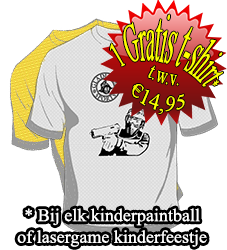 Gratis t-shirt bij kinderpaintball of lasergame kinderfeestje